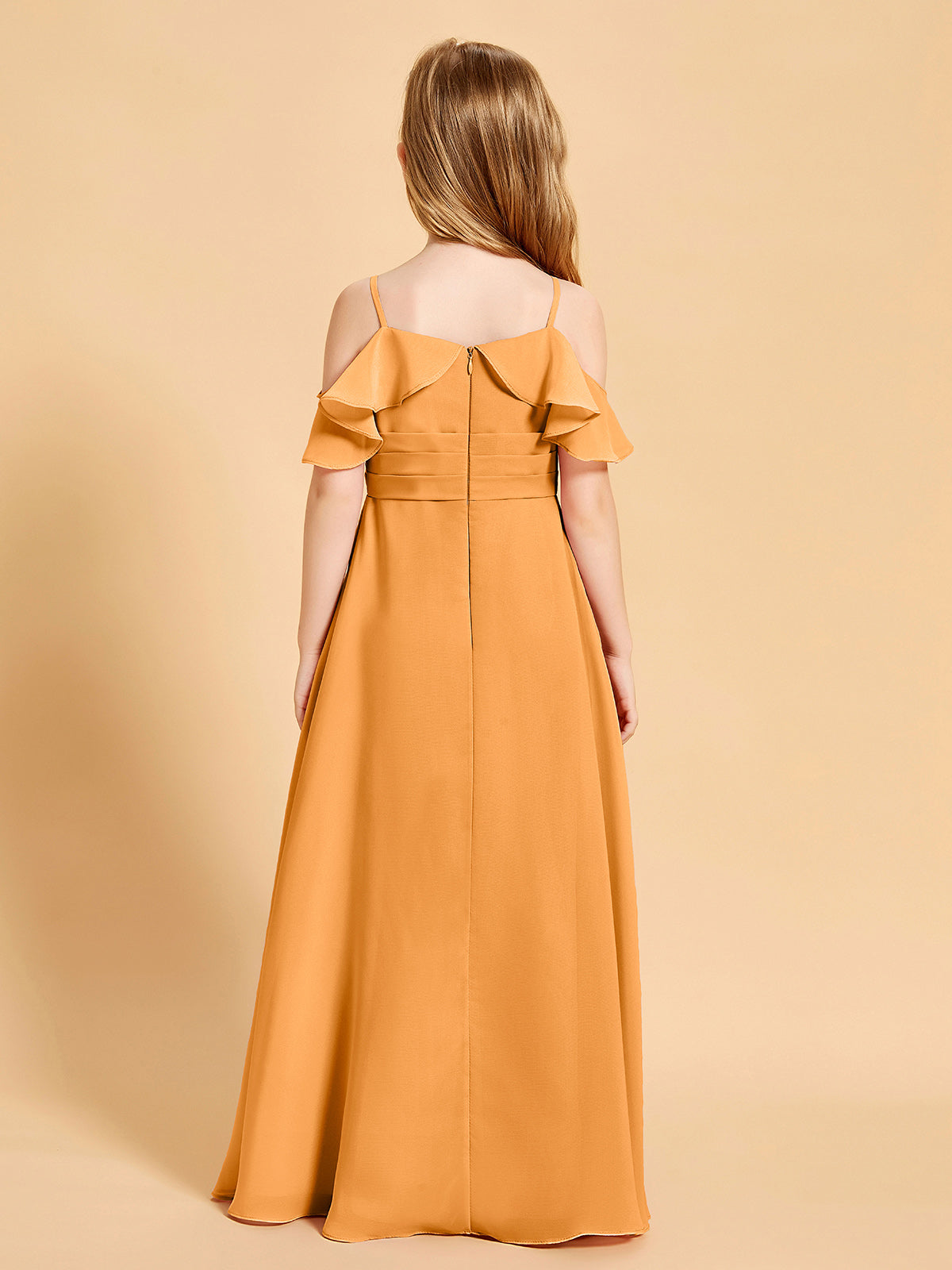 Off-the-Shoulder Bridesmaid Gown for Juniors Tangerine